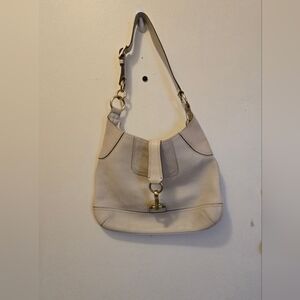 Coach Cream Leather Shoulder Bag with Gold Accents